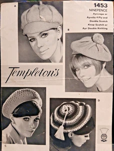 Vintage Knitting/Crochet Pattern**Ladies Peaked Cap & Beret**TEMPLETON'S 1453 - Picture 1 of 1