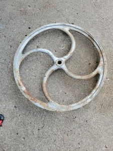 Antique 23-1/4" Cast Iron & Steel Crank Fly Wheel Industrial Table or Lamp Base - Picture 1 of 12