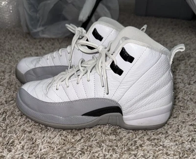 Air Jordan 12 Retro Youth 6Y White Wolf Grey Jumpman Basketball Shoes AUTHENTIC - Image 1 of 4