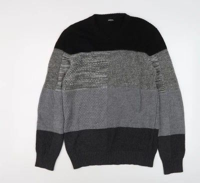 Diesel Men's Black Grey Pullover Jumper, Size S, Striped - Image 1 of 4
