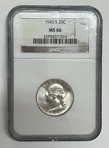 1945-S San Francisco Mint MS66 NGC Graded Washington Quarter - Picture 1 of 6