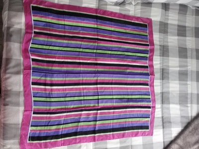 Cachecol listrado multicolorido ECHO 100% seda cetim  - Imagem 1 de 4