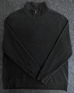 Billy Reid Pullover Herren XL 1/4 Zip Pulli Rippstrick schwarz gesprenkelt wie neu ohne Etikett - Bild 1 von 10