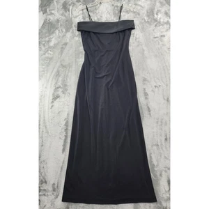 Vintage 80s Alex Evenings Spaghetti Strap Fold Over Formal Dress Size 6P Black - Picture 1 of 8