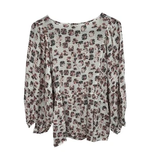 Blusa Jane & Delancey Blanca Roja Negra Floral Abotonada Romántica Elegante M - Imagen 1 de 6