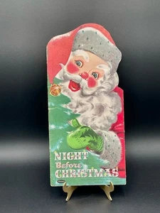 Vintage 1958 Night Before Christmas Book Flocked Santa Whitman 1958 Raccine WI - Picture 1 of 6