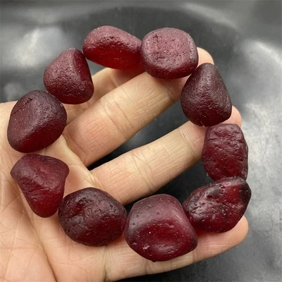 Pulsera de cera de abejas ámbar piedra cruda roja cuentas irregulares joyería Foto 1 de 4