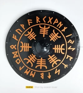Vikings Round Wooden Shield Costume Prop Norse Calender 24" gift - Picture 1 of 5