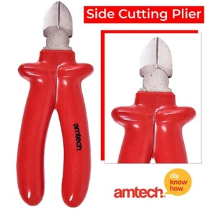 Amtech Side Cutting Pliers Wire Cutters Diagonal Cable Snips Non Slip Nippers 8" - Picture 1 of 12