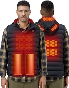 Heated Vest with Battery Pack, Heated vest Retractable Heated Hood - Picture 1 of 14