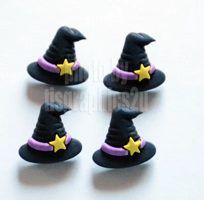 4 Witch Hat Buttons / 3D Shank Buttons /  Buttons Galore Halloween  - Image 1 of 4