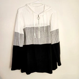 Sudadera con Capucha Colorblock Cordón y Diseño Acanalado W Shein Curve 2XL Acogedora Versátil - Imagen 1 de 6