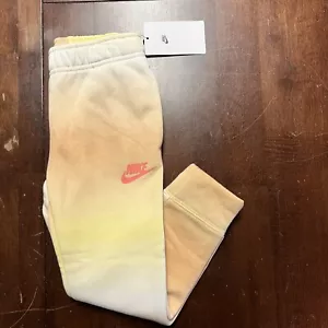 New Nike GIRL Sweatpants/Joggers Size 5 Yellow sesame NWT Hombre Tie-Dye Athlete - Picture 1 of 8
