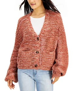 Hooked Up By IOT Women's Juniors' Space-Dyed Cardigan (X-Small, Rust) - Picture 1 of 3