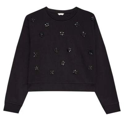 Jack Wills  Laceby Embellished Black Crew Sweater Ladies Size UK 6 #REF22 - Image 1 of 4