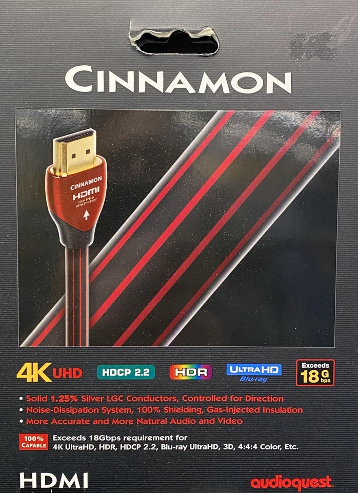 NEW AudioQuest Cinnamon Ultra High Speed 18Gbps HDMI 2.0 cable w/Ethernet (4M) - Image 1 of 1