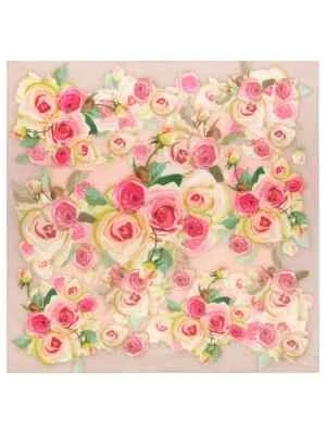 Шарф 30'' квадратный розовый розы 100% хлопок летняя сумка аксессуар Павлово Посад 1048 - Изображение 1 из 2