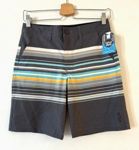 VALOR Boy's Hybrid Shorts Size 12 Grey Striped Mesh Lined Pockets NWT - Picture 1 of 11