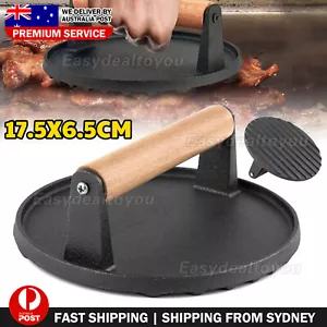 Grill Steak Press Flat BBQ Bacon Hamburger Meat Patty Cast Iron Heavy Weight AU - Picture 1 of 9