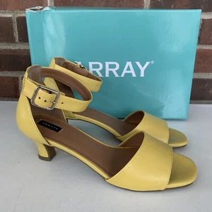 Array Praise Yellow Leather Sandals Kitten Heel Women’s US 8 M Ankle Strap - Picture 1 of 9