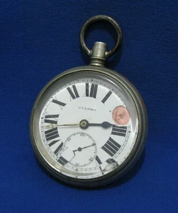 VINTAGE SERBIA KINGDOM RAILWAY ETERNA POCKET WATCH ENGRAVED NOT WORK - Picture 1 of 12