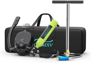 Mini Bombola Sub Con Sub Snorkel Maschera, 0.5L Bombola Subacquea Con Full-Face - Foto 1 di 12