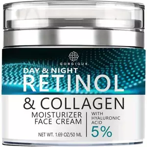 Face Moisturizer Retinol Cream Day & Night Anti Aging Wrinkle Hyaluronic Acid - Picture 1 of 24