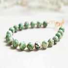 Natural 6mm round green Jasper beads 14k Gold filled bracelet Bohemian Artisan