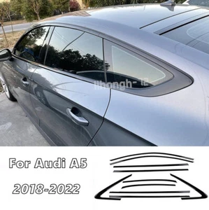 For AUDI A5 S5 2018-2022 4Dr Black Exterior Car Window Frame Trim Molding Strips - Picture 1 of 9
