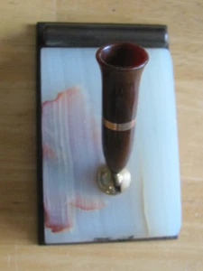 DE COLECCIÓN ESCRITORIO OFICINA SHEAFFER BOLÍGRAFO SOPORTE ÓNIX SOBRE LATÓN - Imagen 1 de 5