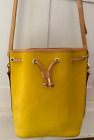New ~ 2000s ~ Dooney & Bourke Drawstring Bucket Bag Yellow Nubuck Leather ~ M/L
