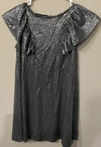 Vestido de fiesta Zara niñas talla 9 Cm 134 plateado brillante tendencia boutique - Imagen 1 de 6