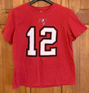 Men’s NIKE - The Nike Tee - Tampa Bay Number 12 Brady Red T-Shirt Tag Size L - Picture 1 of 5
