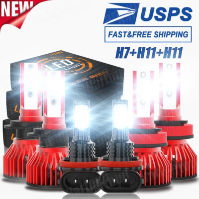 For Land Rover LR2 LR4 2010 2011 2012 2013 2014 2015 LED Headlight Fog Bulbs Kit - Image 1 of 4