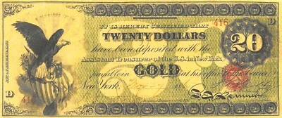 USA  $20  Act. of  3.3.1863  Series  D  Facsimile  Uncirculated Banknote ZD 3 - Image 1 of 2