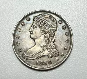 Navaja afilada de medio dólar de plata busto tapado borde caña 1838 alta calidad #882 - Imagen 1 de 2