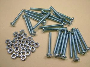 Maschinenschrauben mit Muttern M6 x 50, 25er Pack, Linsenkopf Schlitzbolzen Bolzen Schraube - Bild 1 von 1