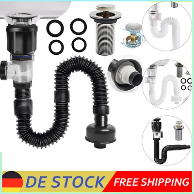 Waschbecken Ablaufgarnitur Sifon Siphon Pop Up Ablaufventil Abfluss Stöpsel - Bild 1 von 4