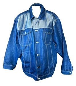 Giacca denim GodBody Designer Street wear hip hop argento lucido XL rara vintage - Foto 1 di 7