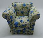 Country Style Armchair In Blue Floral By Jbm - Dollhouse Miniature