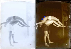 photo NEGATIF verre NU EROTIQUE  1900  / 13 x 17.5 cm / 41 /  risque sexy nude - Imagen 1 de 3