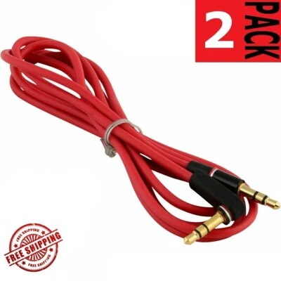 2x 3.5mm Male to M Aux Cable Cord L-Shaped Right Angle Car Audio Headphone Jack - Image 1 of 2