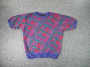 VTG Charter Club Sweater Womens Medium Knit Short Sleeve Retro Geometric Stripe - Picture 1 of 7