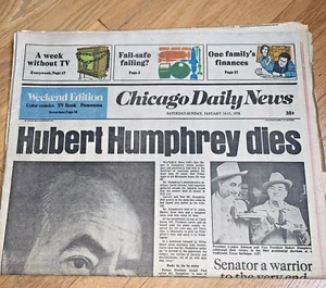 January 14, 1978 Chicago Daily News  HUBERT HUMPHREY DIES - Picture 1 of 2