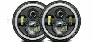 2 PC 7" LED HEADLIGHT ASSY FOR SUZUKI SAMURAI,ROYAL ENFIELD,MAHINDRA THAR - Picture 1 of 9