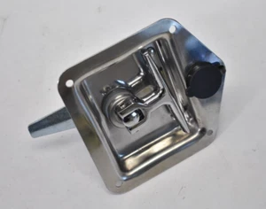Folding T Handle Lock Steel Flush Mount Tool Box Trailer Caravan Grip Device - Picture 1 of 4