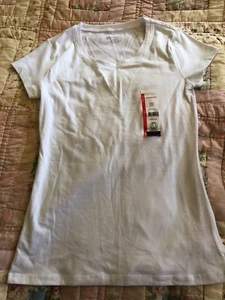 NO BOUNARIES TOP TEE SHIRT WHITE SHORT SLEEVE SEMI FITTED WOMENS NEW NWT 3-5 S - Picture 1 of 5
