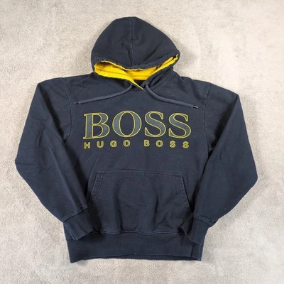 Hugo Boss Soody 2 Sudadera con Capucha Para Hombre Pequeña Negra Algodón Deletrear Logo Forrada de Vellón Foto 1 de 4