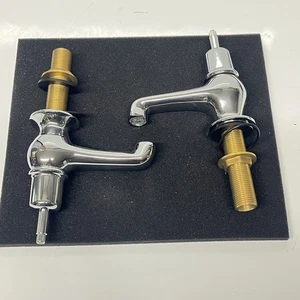 Classic Style Chrome on Solid Brass Traditional Basin & Bath Pillar Taps - Picture 1 of 4