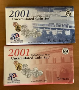 2001 US Mint Set 20 Coin Uncirculated Set Complete Philadelphia & Denver W/ OGP - Picture 1 of 5